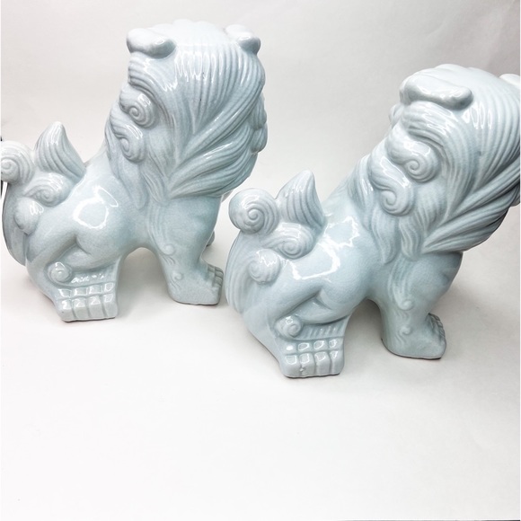 Fu Foo Dogs Lion Door Statue Lions Pair - Picture 4 of 5